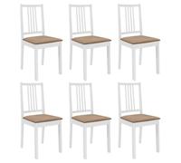 Coespram Lot de 6 chaises de salle à manger blanches en bois massif avec | Chaises rembourrées confortables au design classique en bois pour cuisine, salon et salle à manger, charge jusqu'à 110 kg.