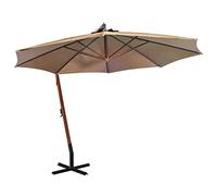 Coespram Parasol déporté avec mât - Anthracite - 350 x 290 cm - Grand parasol en bois de sapin massif et bambou avec pied en croix en acier - Pour jardin, terrasse et extérieur