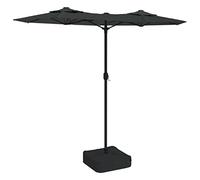 Coespram Parasol double avec pied - 316 x 145 cm - Anthracite | Parasol de marché double face avec manivelle et support pour sac de sable pour l'ombre sur la terrasse
