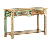 Coespram Table console en bois vieilli massif 120 x 40 x 75 cm avec 2 | Buffet rétro rustique en bois véritable avec étagère pour salon et couloir, chaque meuble est unique.