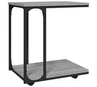 Coespram Table d'appoint en forme de C avec roulettes Gris Sonoma 50 x 35 x | Table d'ordinateur portable peu encombrante au design industriel pour salon et chambre à coucher avec compartiment pour
