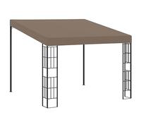 Coespram Tonnelle murale - 3 x 3 m - En métal - Toit de terrasse - Taupe | Pare-soleil mural pour terrasse et cour avec cadre en acier robuste et toit de protection en polyester taupe.