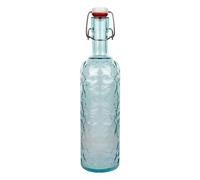 Cofan Bouteille en verre bleu transparent avec fermeture à étrier de 1 litre | Pack de 6 unités | Idéale pour la réutilisation et le stylisme