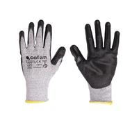 Cofan Gants anti-coupures ultra légers | Niveau D | HPPE + revêtement PU noir | EN 388 4X43D | Pack de 12 paires de gants ou format unitaire | Taille 9 | Protection mécanique (12, 9)
