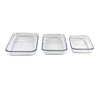 Cofan Set de 3 Plats Rectangulaires en Borosilicate | Modèle Baritina | Capacité : 1600 ml - 2200 ml - 3000 ml