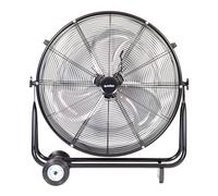 Cofan Ventilateur de sol industriel, 300 W, 90 cm, 2 vitesses, 3 pales en aluminium robuste, roues et poignées incluses, moteur puissant, noir
