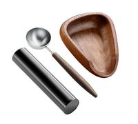 Coffee Bean Measuring Cup, Wooden Dosing Tray, Ergonomic Brewing Tool with Spray Bottle Stainless Steel Spoon, BaristaAccessory for Cafe Restaurant Home Precise Coffee Prep