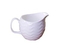 Coffee Milk Pitcher Pichet à crème à lait, distributeur de sauce en céramique de 280 ML, pichet à crème à café ondulé à l'eau blanche avec poignée
