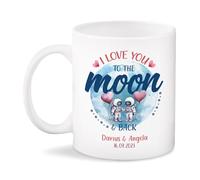 Coffee Mugs Aquarelle Tasse Céramique Couple Amoureux Jusqu'À La Lune Et Retour Astronaute Amusants Tasses À Thé Pour Décorer Femme Collègue 330Ml