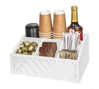 Coffee Station Organiseur avec 5 compartiments pour capsules de café, sirop et sachets de thé - Rangement élégant pour cuisine et bureau, noir, 30 x 19,5 x 12 cm (noir)