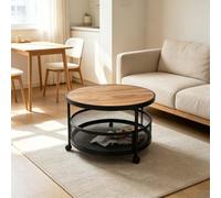 Coffee table with mesh storage wheeled design black 1 pack | Coffee table with mesh storage wheeled design round side table with wheels rolling accent table for living room home