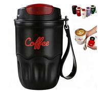 Coffee Vacuum Flask,Smart Led Temperature Display Coffee Cup With Leak-Resistant Lid And Handle,12 Oz 316 Stainless Steel Liner Coffee Mug Hot Cold Drinkware,For Home,Office And Outdoor (black)
