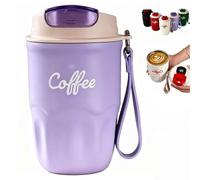 Coffee Vacuum Flask,Smart Led Temperature Display Coffee Cup With Leak-Resistant Lid And Handle,12 Oz 316 Stainless Steel Liner Coffee Mug Hot Cold Drinkware,For Home,Office And Outdoor (purple)