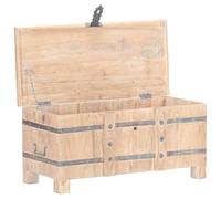 Coffre 90 x 40 x 40 cm en bois massif d'acacia | Dessus plat stable, verrouillage à l'avant, deux poignées latérales, aspect simple, grain de bois unique