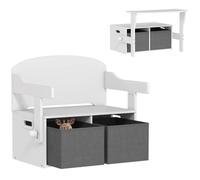 Coffre à jouet enfant 3 en 1, ensemble table et chaises avec 2 bacs en tissu amovibles, 67,5 x 46,5 x 56,7 cm, blanc