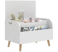 Coffre à jouet enfant - AIYAPLAY - couvercle rabattable et compartiment ouvert - MDF - 60x40x43cm - blanc