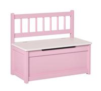 Coffre à jouet enfant - banc de rangement - HOMCOM - 2 en 1, couvercle rabattable, charnières de sécurité - 60 x 30 x 50 cm - rose