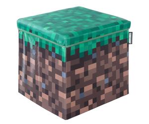 Coffre À Jouet Et Siège Pliable 2en1 Minecraft - Bloc D'herbe Marron / Vert - Petit TU