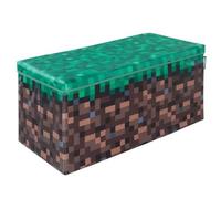 Coffre À Jouet Pliant 2en1 - Roba - Minecraft - Bloc D'herbe - 60 X 30 X 30 Cm - Rangement Et Siège Pour Enfants Marron