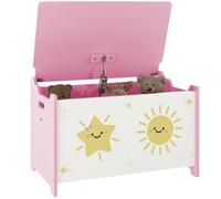 Coffre à jouets - AIYAPLAY - couvercle - charnières de sécurité - MDF - 60 x 37 x 39 cm - rose