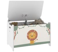 Coffre à jouets - AIYAPLAY - couvercle - charnières de sécurité - MDF - 60 x 37 x 39 cm - vert