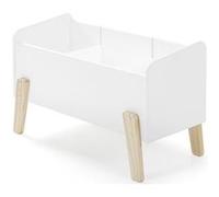 Coffre à jouets bois laqué blanc et pieds bois clair Kiddy Blanc G