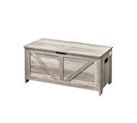 VEVOR Coffre à Jouets en Bois 99x39,5x48 cm, Boîte de Rangement pour Enfants avec Couvercle Rabattable et Charnière de Sécurité, Grand Meuble de Rangement, pour Salle de Jeux Salon Entrée, Gris
