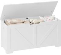 Coffre à jouets DHN - banc de rangement 100 x 47 x 40 cm - Bac à jouets 76 L - Coffre à couvertures et coffre pour chambre de bébé - Coffre de rangement pour enfants - Chambre d'enfant - Blanc
