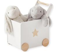 Coffre à jouets en bois avec roulettes - Rangement pour chambre d'enfant