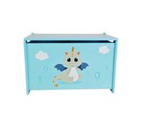 Coffre a jouets en bois LEON LE DRAGON - ± 40 x 58 x 36 cm - Bleu