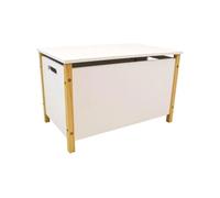 Coffre a jouets en bois SCANDIWOOD - Blanc et beige - Pour enfant a partir de 36 mois