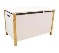 Fun House – Coffre à jouets en bois SCANDIWOOD – Blanc et beige – H37,5×L60×P36 cm – Dès 36 mois