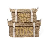 Coffre à jouets en rotin 2 pièces Jaune