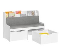 SoBuy KMB66-W Banc pour enfants Coffre à jouets Coffre de rangement pour enfants Banc à chaussures à roulettes avec coussin d'assise Blanc