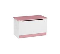 Coffre à jouets HANNAH coffre de rangement pin massif lasuré blanc rose