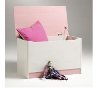 Coffre à jouets HANNAH coffre de rangement pin massif lasuré blanc rose