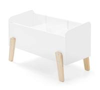 Vipack Coffre à jouets Kiddy Bois laqué blanc et pieds bois clair