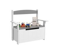 Coffre à jouets pour enfants 2 en 1 banc meuble de rangement et assise avec dossier et accoudoirs - vérin pneumatique 68,5L x 34l x 58H cm gris