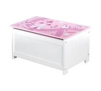 Roba Banc-coffre à jouets Krone en bois Fermeture douce Rose motif Contes de Fée pour fille