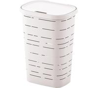 Coffre à Linge en Plastique 55L - Coloris Blanc - Fabriqué en France - Panier à Linge Robuste avec Couvercle - 44 x 32,5 x 60,5 cm - Idéal Salle de Bain, buanderie, Chambre - M Home by Mazzei Mondex