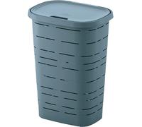 Mondex Coffre à linge Signature 55 L Plastique avec couvercle Bleu ciel Fabriqué en France