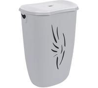EDA Coffre à linge Flora 40 L – gris béton et blanc cérusé – 40 x 30 x 57 cm