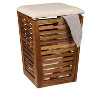 Coffre à linge WENKO avec assise rembourrée Mod. Fondi, en bois d'acacia massif