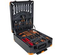 Coffre à outils 1000 pièces avec coffre en aluminium sur roulettes, jeu de clés à douille, embouts, tournevis, pinces – Kit d'outils complet pour l'atelier, la maison et la voiture – BIGSTREN