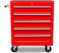 Coffre à outils à 5 tiroirs, rouge, 22 kg