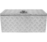 Coffre à outils en aluminium 70 L | Coffre verrouillable + 2 clés | 710 x 320 x 310 mm | Coffre de camion, coffre métallique en tôle striée | Rangement pour camionnettes et fourgonnettes [2 ressorts à
