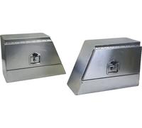 Coffre à outils en aluminium sous le plancher, construction robuste, serrure en T sécurisée, design résistant aux intempéries