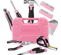 Coffre à outils rose - Kit de démarrage de 35 pièces - Comprend un tournevis et une règle