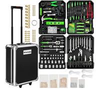Coffre à outils à roulettes en aluminium, 1 200 pièces - noir