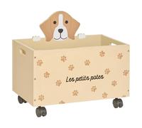 Atmosphera Coffre enfant à roulettes chien - Beige